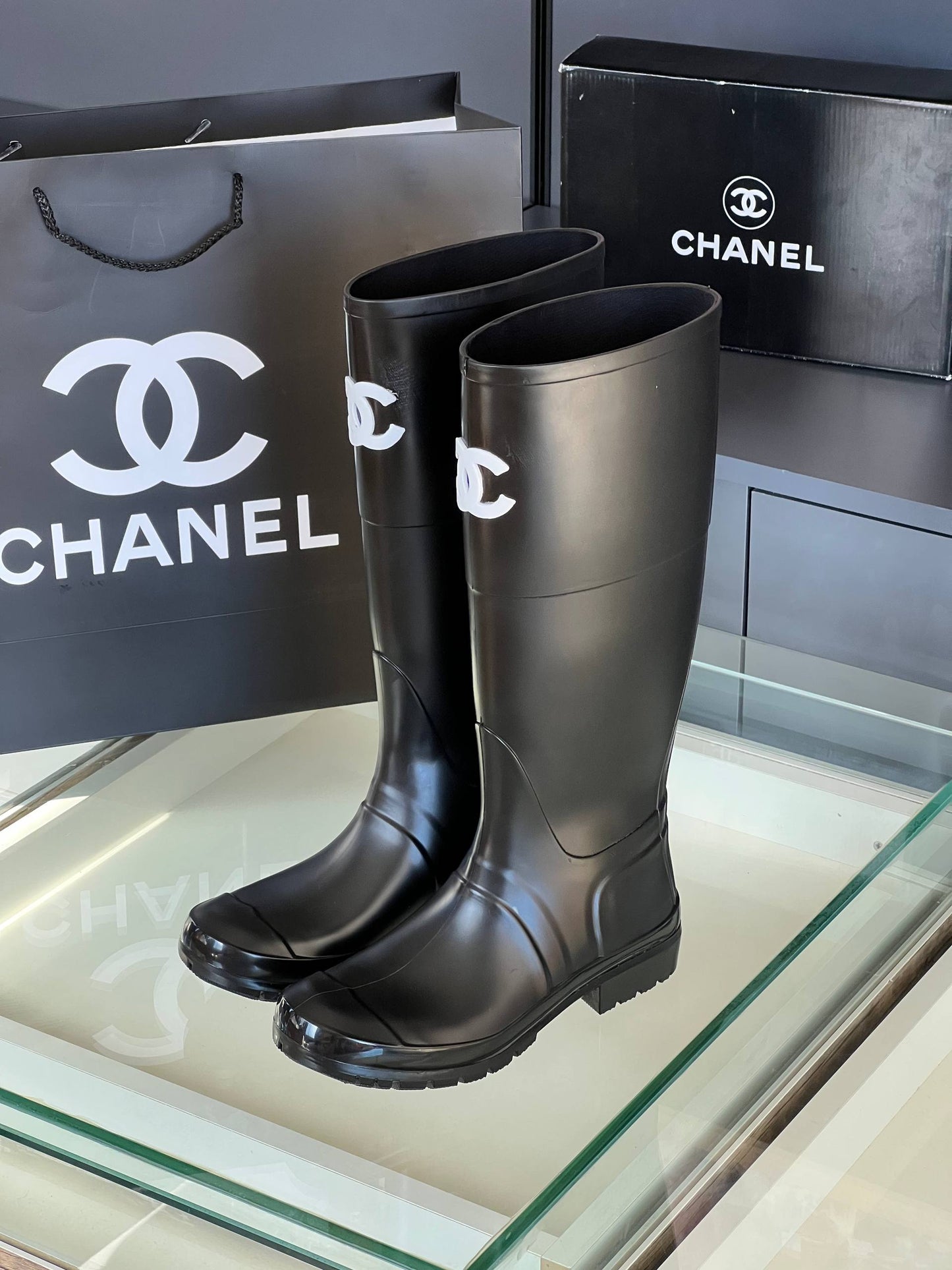 Rain Leather Boots